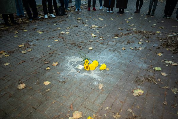 The unveiling ceremony of the Stumbling Stone in honour of Serafima Kozachynska