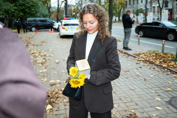 The unveiling ceremony of the Stumbling Stone in honour of Serafima Kozachynska