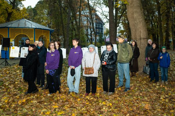 The unveiling ceremony of the Stumbling Stone in honour of Mariia Rozhnovska