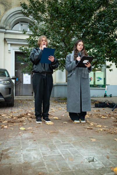 The unveiling ceremony of the Stumbling Stone in honour of Serafima Kozachynska