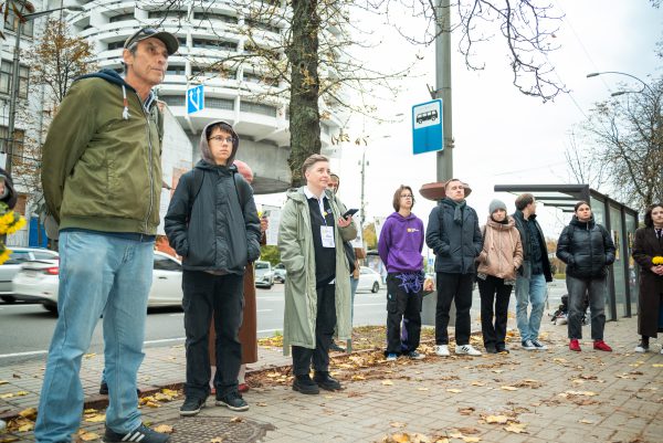 The unveiling ceremony of the Stumbling Stone in honour of Serafima Kozachynska